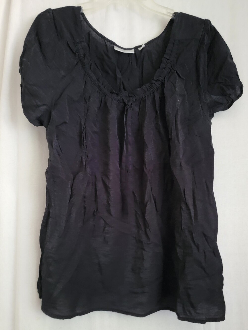 Avenue Black Short-Sleeve Scoop Neck Blouse